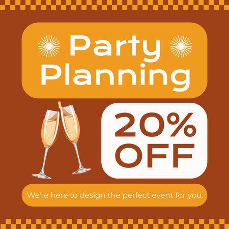 Discount on Planning Fun Champagne Parties Instagram AD Design Template