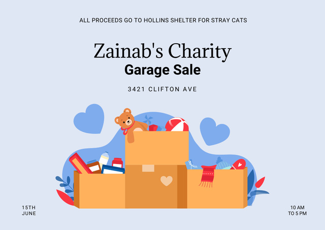 Charity Garage Sale Ad with Toys for Kids Poster B2 Horizontal Design Template