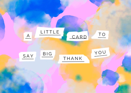 Thankful Phrase on Bright Watercolor Pattern Card Design Template