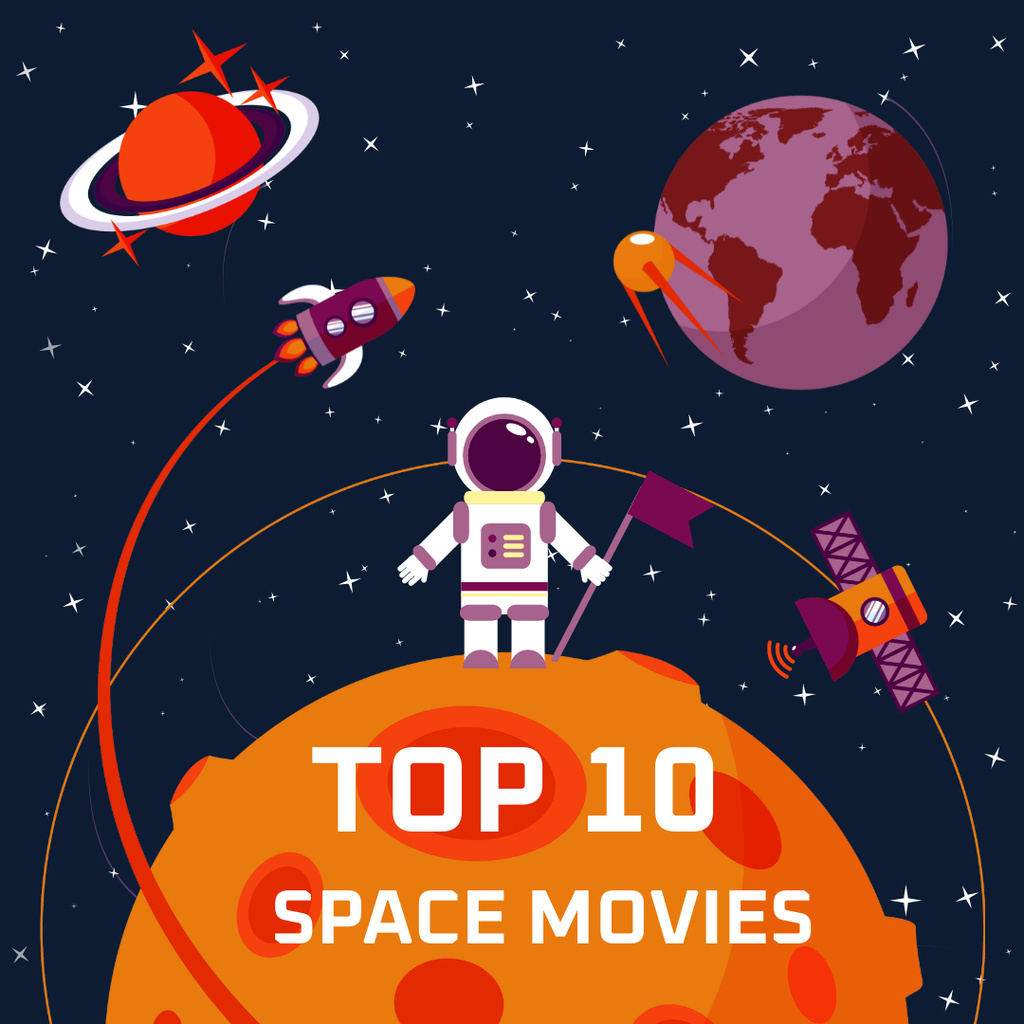 Designvorlage Space movies with Astronaut für Instagram