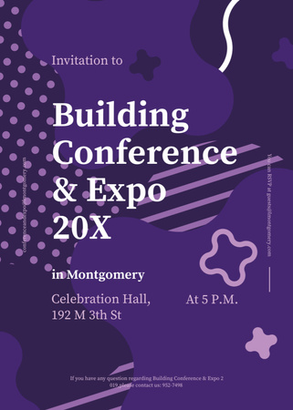 Platilla de diseño Building Expo Ad on Purple Lines and Blots Invitation