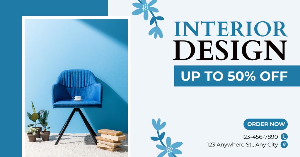 Discount Offer on Interior Design Items Facebook AD Šablona návrhu