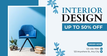 Designvorlage Discount Offer on Interior Design Items für Facebook AD