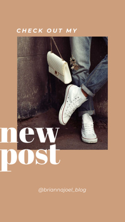 Plantilla de diseño de anuncio de moda con mujer en zapatos elegantes con bolsa Instagram Story 