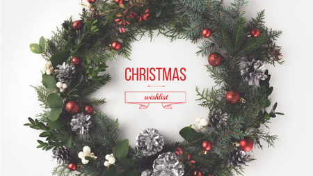 Christmas Wish List in Decorated Wreath Youtube Design Template