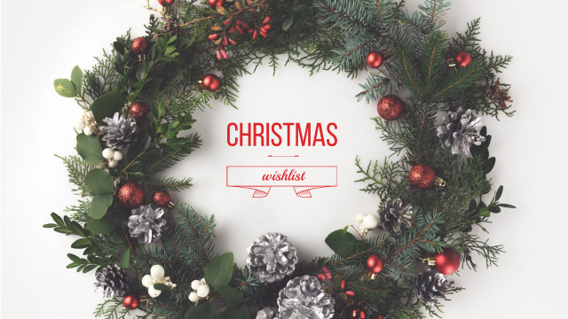 Designvorlage Christmas Wish List in Decorated Wreath für Youtube