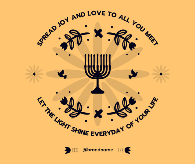 Designvorlage Sending Warm Hanukkah Wishes with Menorah In Orange für Facebook
