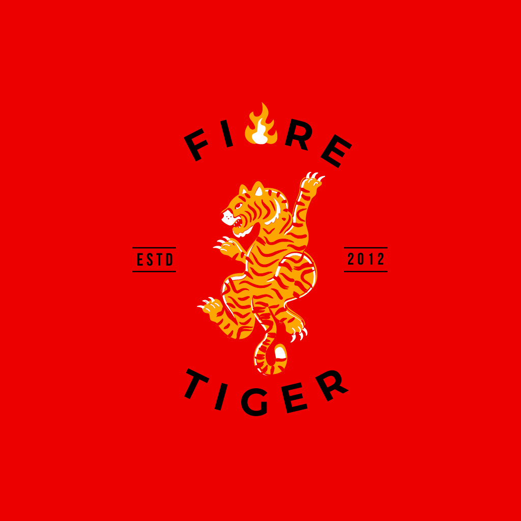 Emblem with Fiery Tiger Logo Tasarım Şablonu
