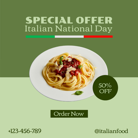 Italian National Day special pasta Instagram Design Template