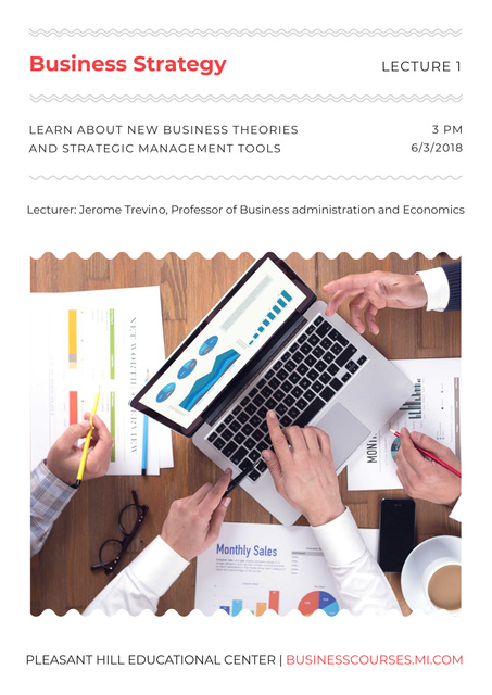 Business lecture in Educational Center Poster Modelo de Design