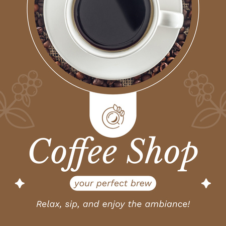 Awesome Coffee Shop With Espresso Offer Instagram AD Design Template