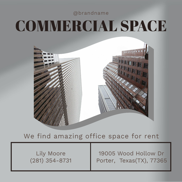 Plantilla de diseño de Commercial Space to Rent on Grey Instagram AD 
