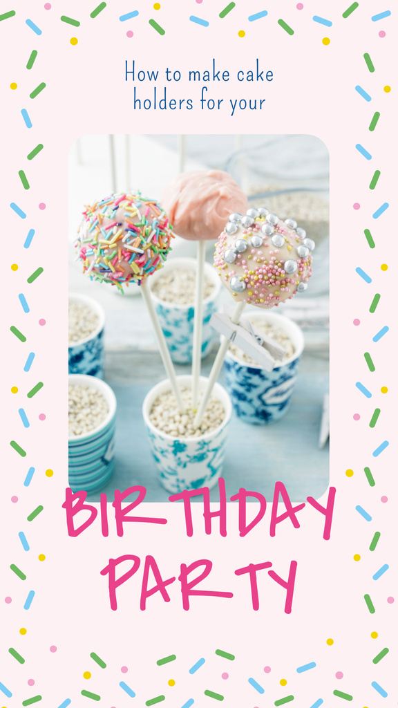 Birthday Party with Decorated cake pops Instagram Story Šablona návrhu