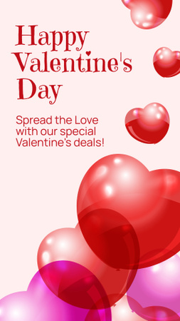 Wishing Happy Valentine's Day With Heart Shaped Balloons Instagram Story Design Template