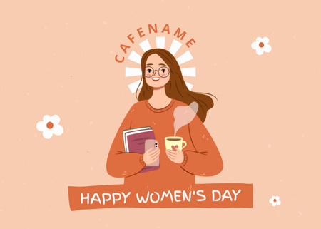 Women's Day Greeting from Cafe Postcard 5x7in tervezősablon