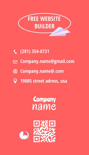 Advertising Free Website Building Service Business Card US Vertical Πρότυπο σχεδίασης