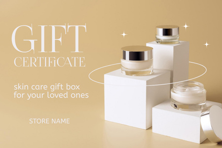 Skincare Gift Box Elegant Ivory Gift Certificate Design Template