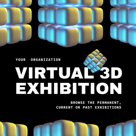 Virtual Exhibition Announcement Animated Post Modelo de Design