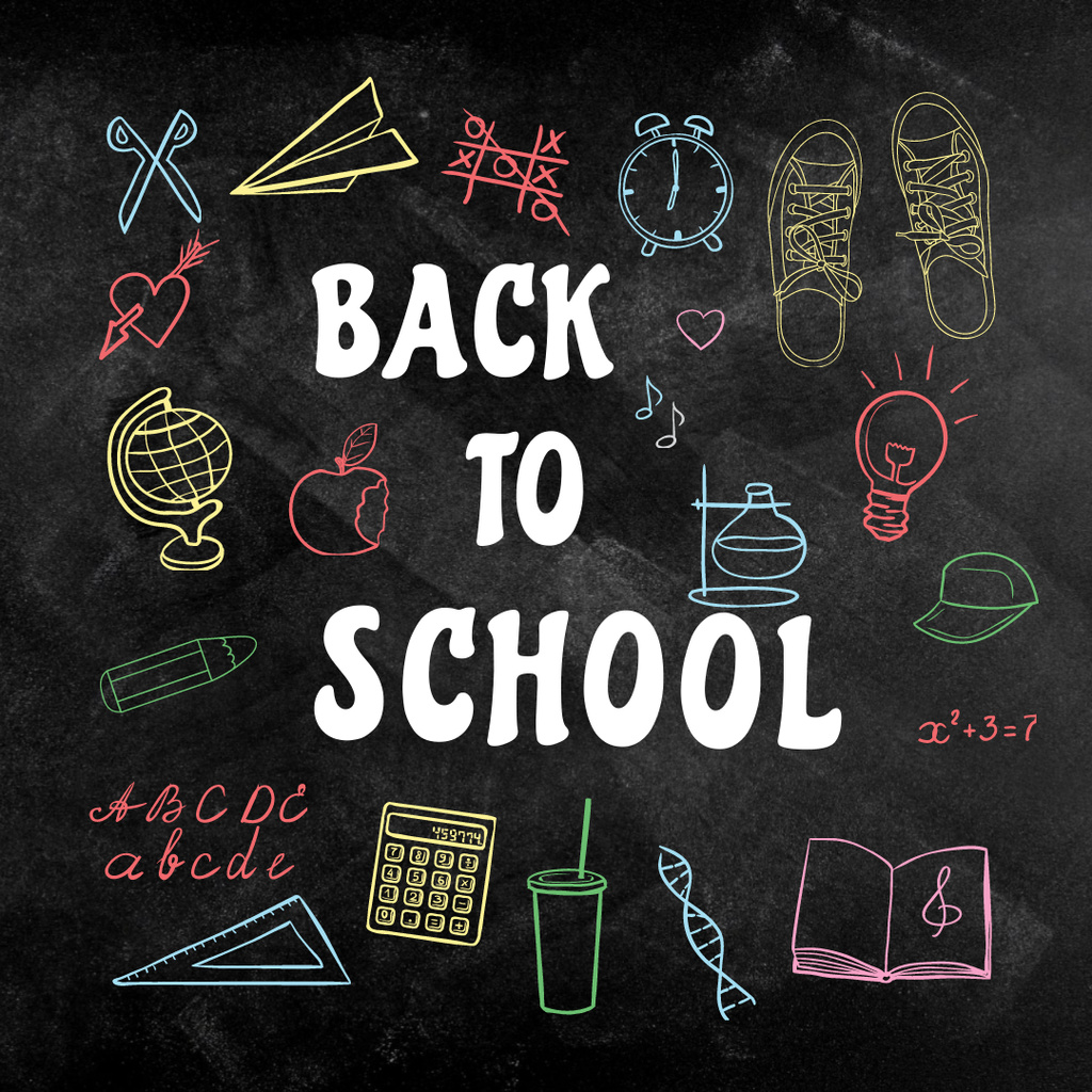 Back to school with Bright education and sciences icons Instagram – шаблон для дизайну