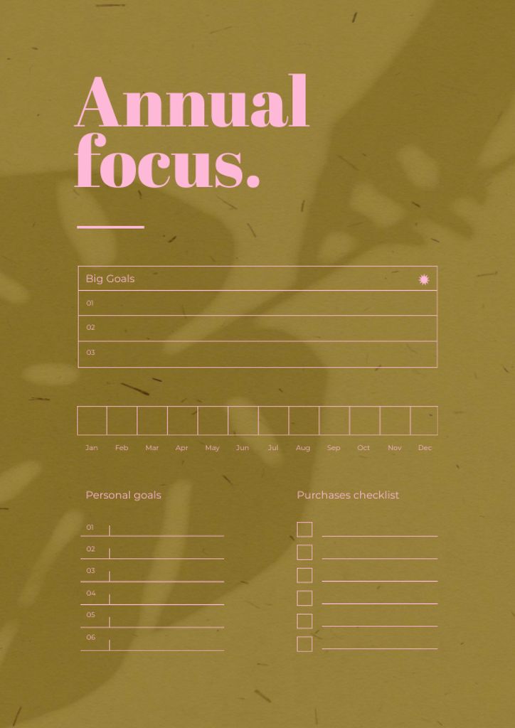 Annual Planning with Leaf Shadow Schedule Planner – шаблон для дизайна