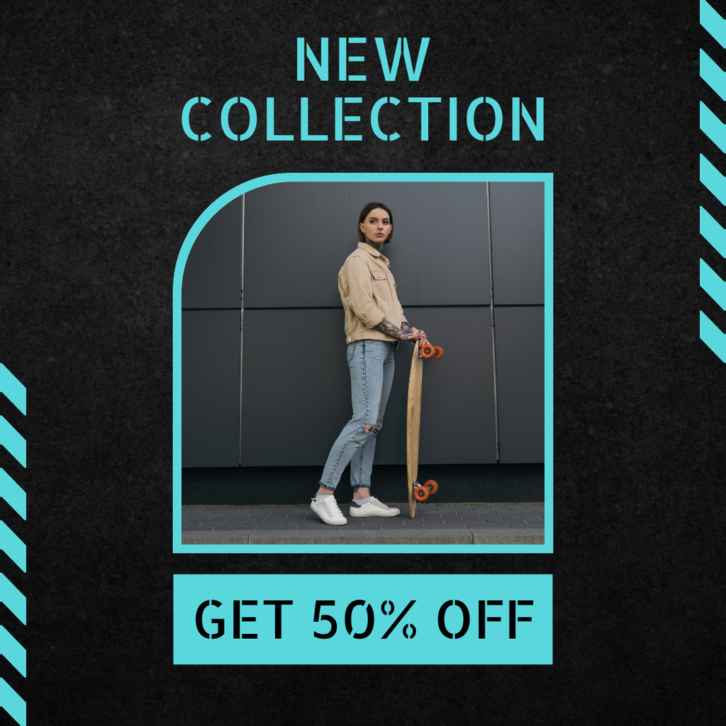 Trendy Fashion Collection Discount Notification Instagram Design Template