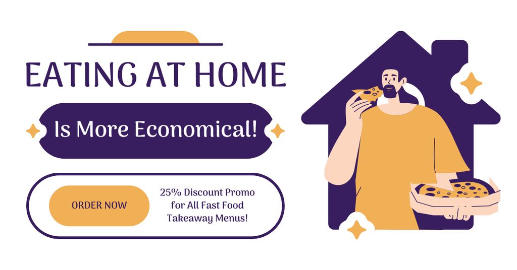 Modèle de visuel Offer of Food Ordering to Home - Facebook AD