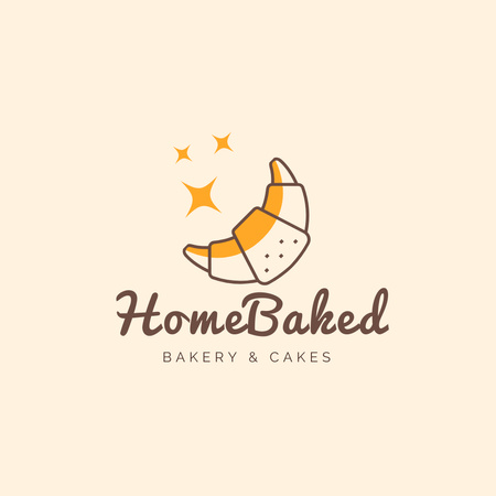 Bakery Ad with Yummy Croissant Logo 1080x1080px Tasarım Şablonu