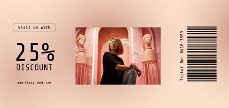 Anúncio de tour virtual pelo museu com mulher atraente Coupon Din Large Modelo de Design