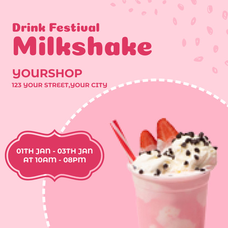 Pinky Milkshake Drink Festival Event Promotional Instagram Post Template Instagram – шаблон для дизайна