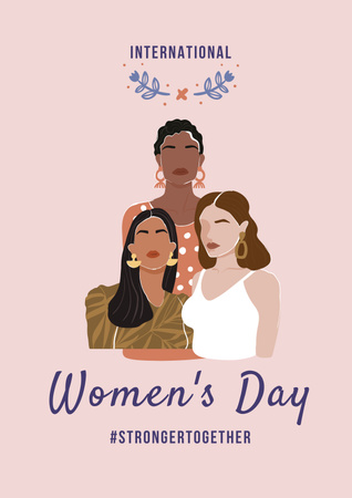Beautiful Diverse Women on Women's Day Poster Design Template