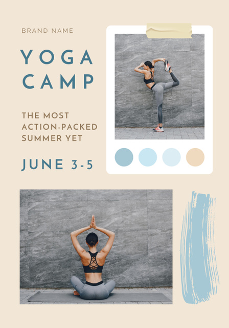 Wellness Camp Promotion With Yoga Practice Poster 28x40in – шаблон для дизайну