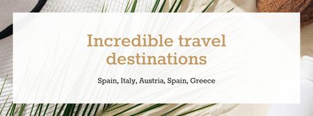 Platilla de diseño Travelling Tours Offer Palm Leaf and Straw Hat Facebook cover