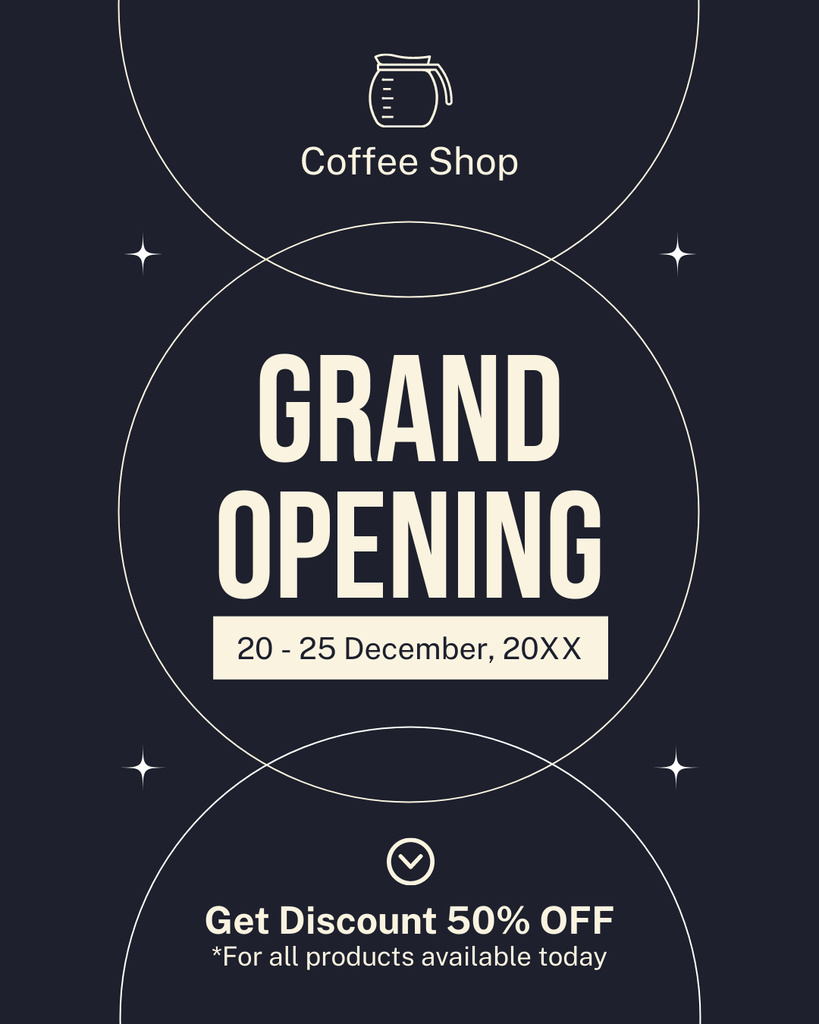 Coffee Shop Grand Opening With Big Discounts Offer Instagram Post Vertical Modelo de Design