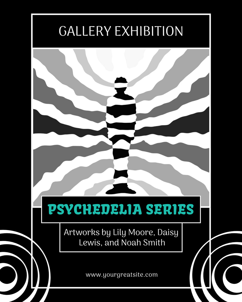 Psychedelic Gallery Exhibition Ad on Black Poster 16x20in Modelo de Design