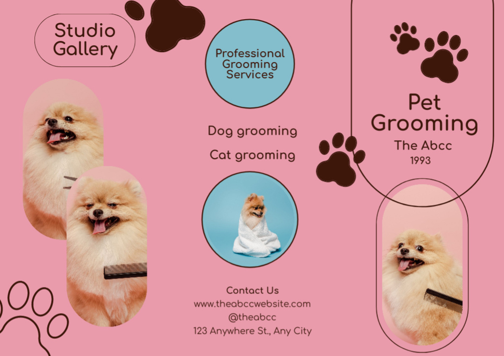 Pet Grooming Promotion Brochureデザインテンプレート