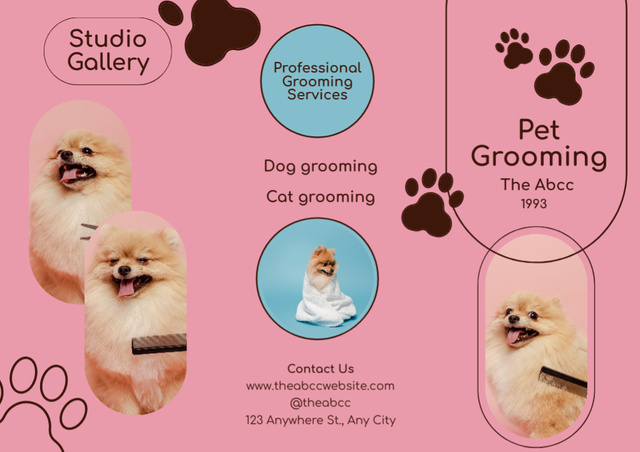 Designvorlage Pet Grooming Promotion für Brochure