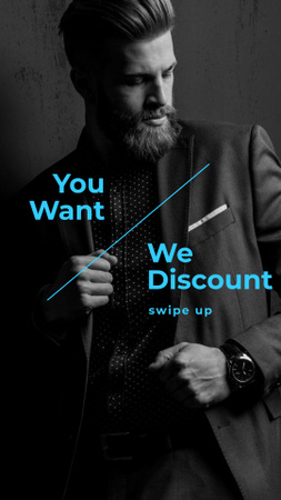 Plantilla de diseño de Fashion Ad with Man in Stylish Suit Instagram Story 