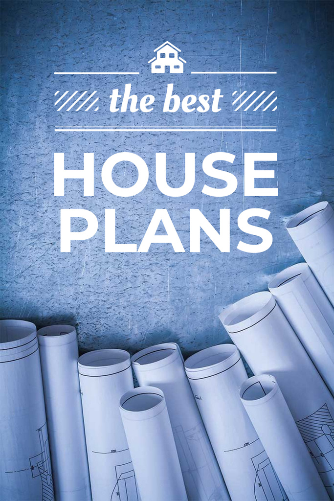Modèle de visuel House plans Ad with blueprints - Pinterest