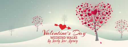Template di design Valentine's Day Trees with red Hearts Facebook Video cover