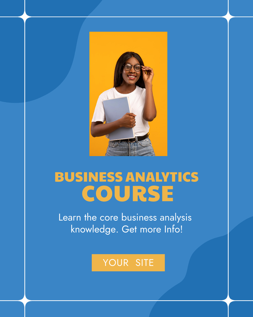 Contemporary Business Analytics Trainings Ad In Blue Poster 16x20in – шаблон для дизайна