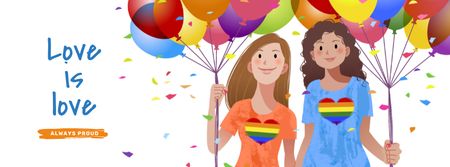 Pride Month with Two Girls holding Hands Facebook cover Tasarım Şablonu