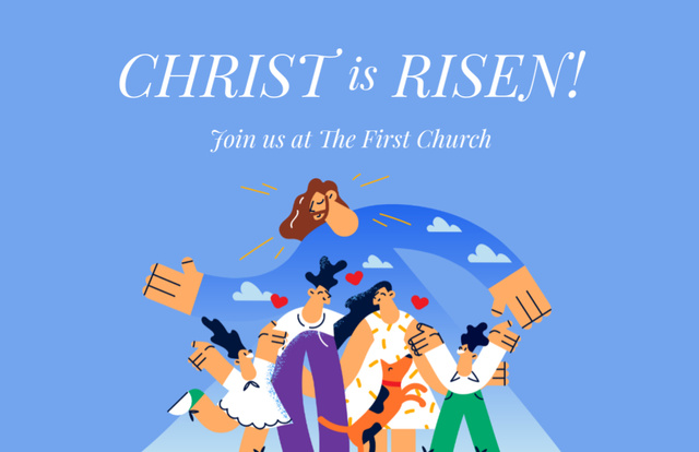 Ontwerpsjabloon van Flyer 5.5x8.5in Horizontal van Invitation to Easter Service in Church