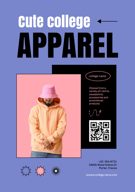 College Apparel and Merchandise Offer on Lilac Poster A3 – шаблон для дизайна