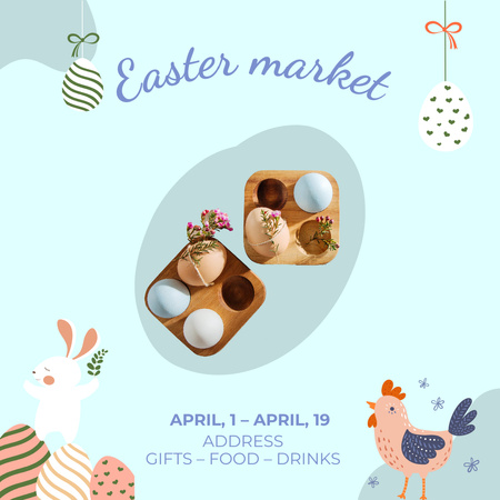 Announcement Of Festive Market At Easter Animated Post Design Template