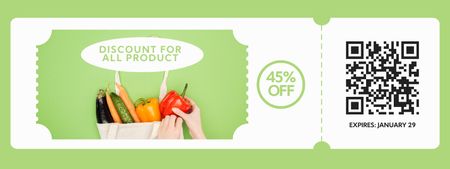 Grocery Store Promo with Fresh Organic Vegetables Coupon Design Template