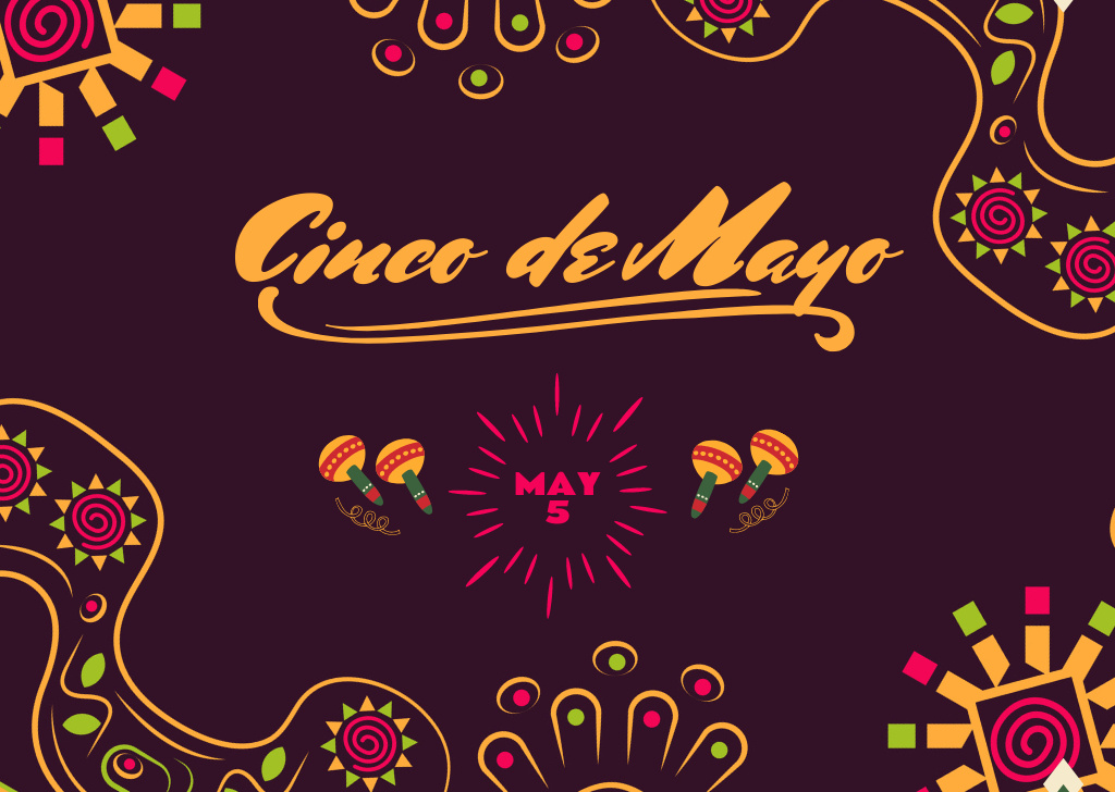 Cinco De Mayo Maracas Sombrero Card Design Template