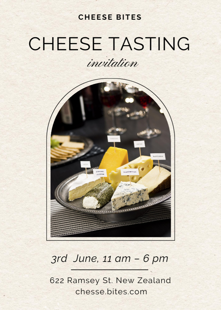 Designvorlage Cheese Tasting Event für Invitation