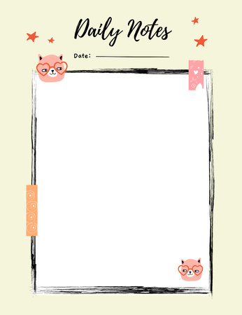 Daily Planner with Cartoon Cats Notepad 107x139mm Design Template