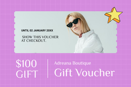Coupon to boutique purple Gift Certificate Πρότυπο σχεδίασης