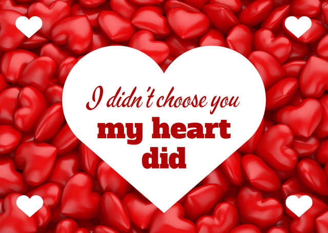 Modèle de visuel Cute Love Valentine's Phrase with Red Hearts - Postcard